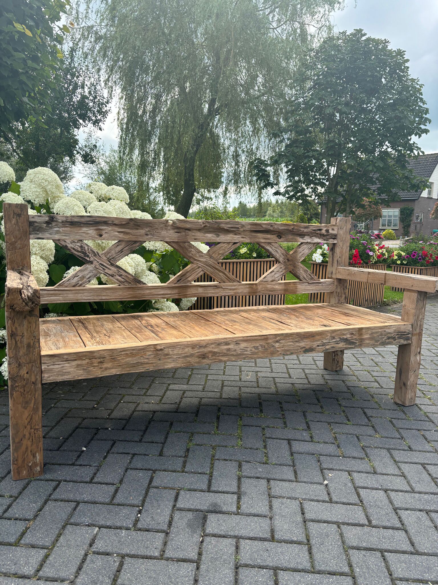 Tuinbank Oud Rustiek Teak 200cm