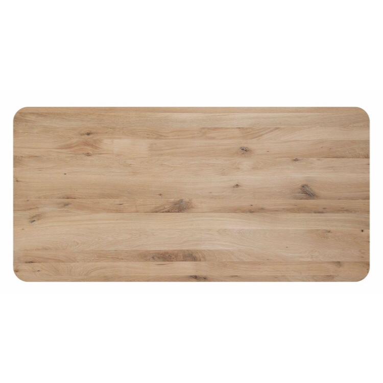 Eiken tafelblad ronde hoeken met facet 260 x 100 cm